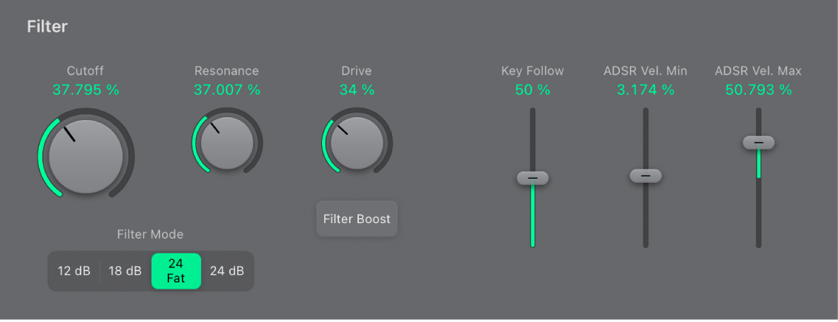 Figure. Filter parameters.