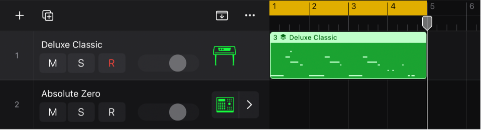 Figure. Take folder containing takes on a software instrument track.