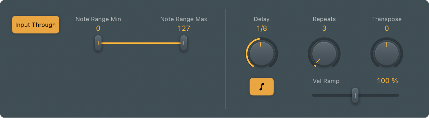 Figure. Velocity Processor Compress/Expand parameters.