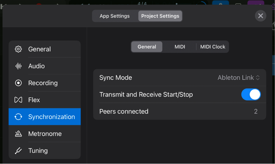 General Synchronization project settings.