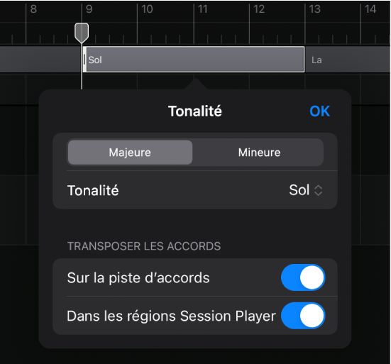 Figure. Ajout et modification d’un changement d’armature.