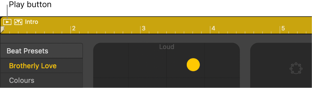 Drummer region showing Play button.