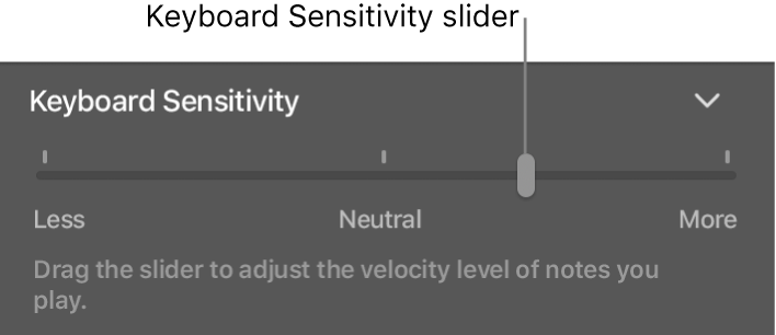 Keyboard Sensitivity slider in the Smart Controls inspector.