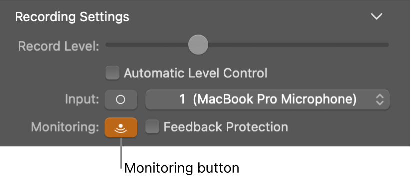 Monitoring button in the Smart Controls inspector.