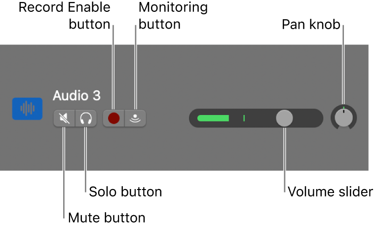 Track header, with controls called out.