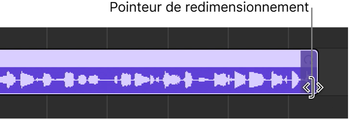 Pointeur de redimensionnement sur le bord droit d’une région.