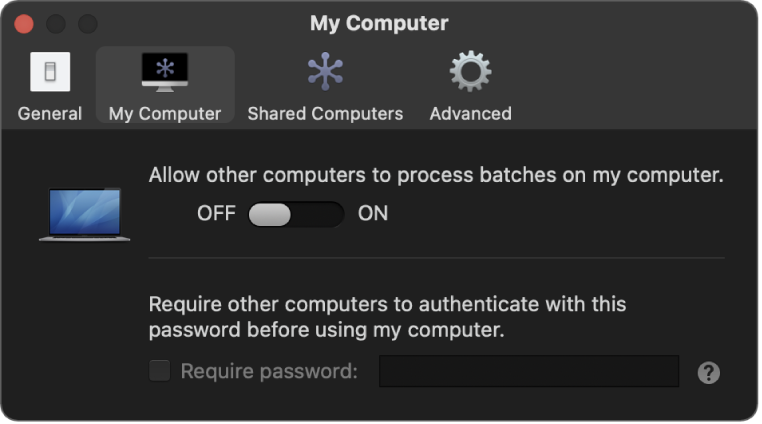 My Computer settings pane