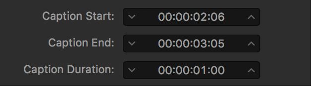 Caption timing fields in the Closed Captions inspector or Subtitles inspector