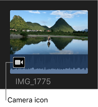 A camera icon on a partially imported clip