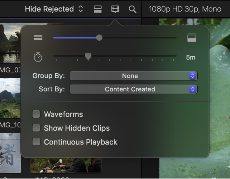 The Clip Appearance controls