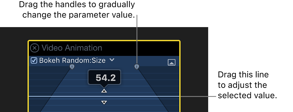 The Video Animation editor showing an expanded parameter