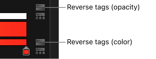 불투명도 및 색상 막대 옆에 있는 뒤집기 태그 아이콘