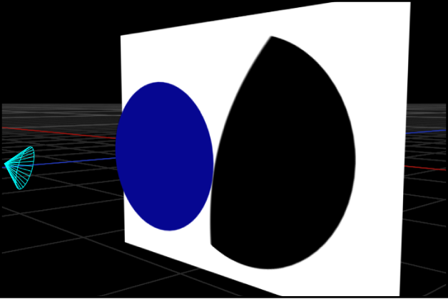 Canvas showing a spot light casting a shadow that exceeds its cone, when lights are turned off