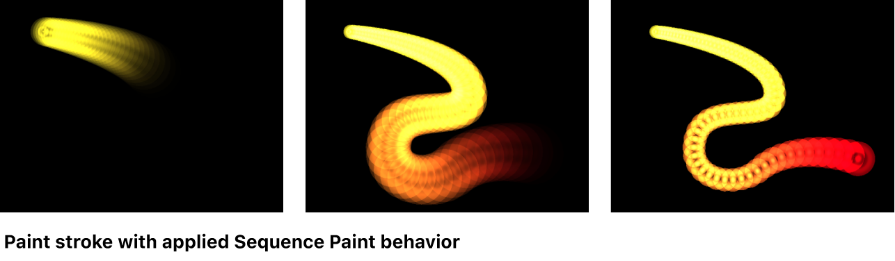 Canvas showing paint stroke with applied sequence paint behavior