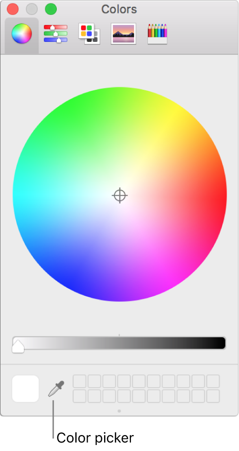 Color picker in macOS Colors window