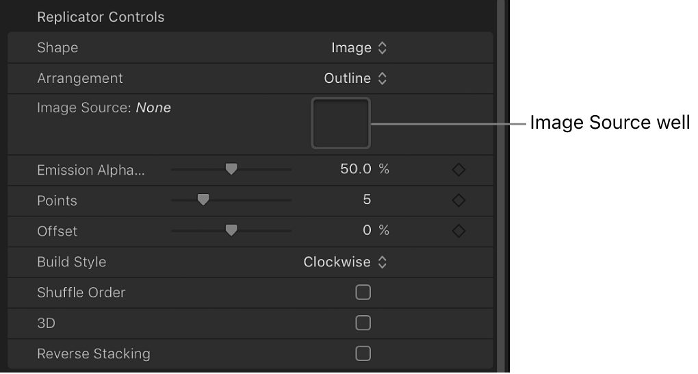 Replicator Inspector showing Image Source well