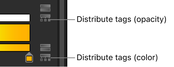 Gradient editor showing distribute tags icons for opacity and color