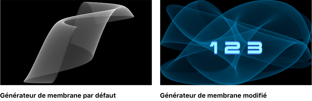 Canevas affichant le générateur Membrane avec un grand choix de réglages