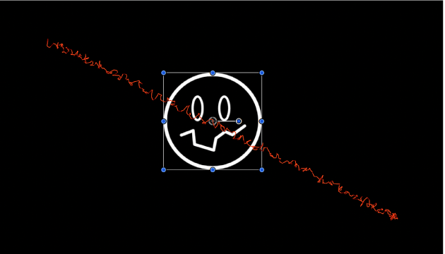 Canevas affichant une trajectoire d’animation générée par les images clés combinées à un comportement