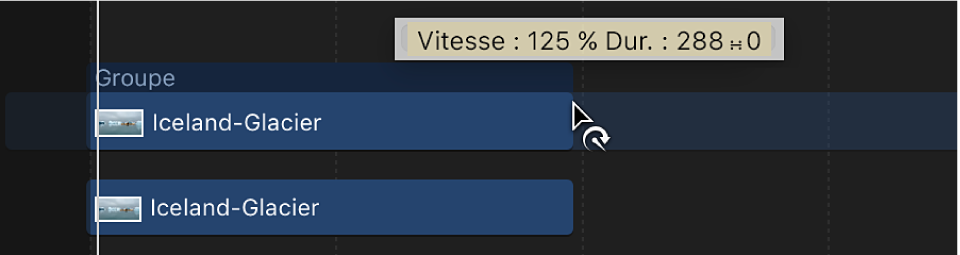 Pointeur de resynchronisation dans la timeline