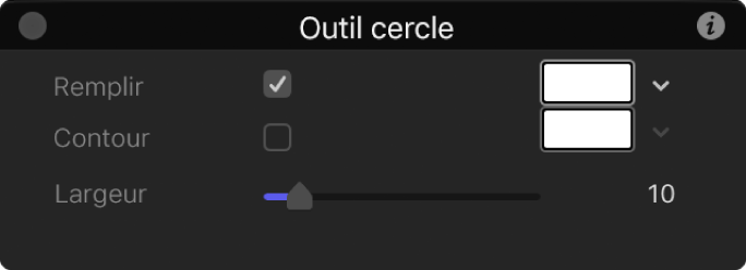 Palette de l’outil Cercle