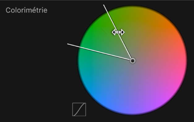 Glissement du bord extérieur de la commande Colorimétrie pour ajuster l’adoucissement