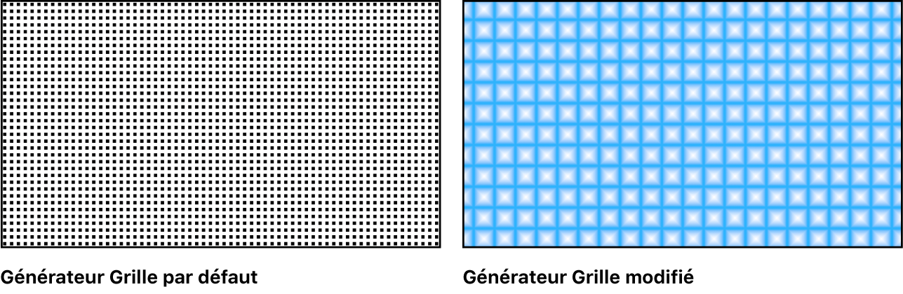 Canevas affichant le générateur Grille avec un grand choix de réglages