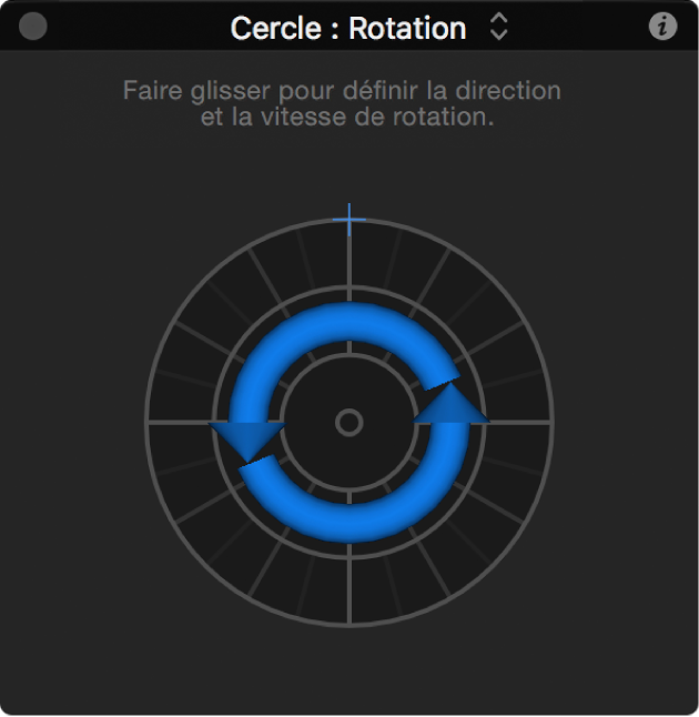 Palette du comportement Rotation avec paramètre d’axe défini sur Z