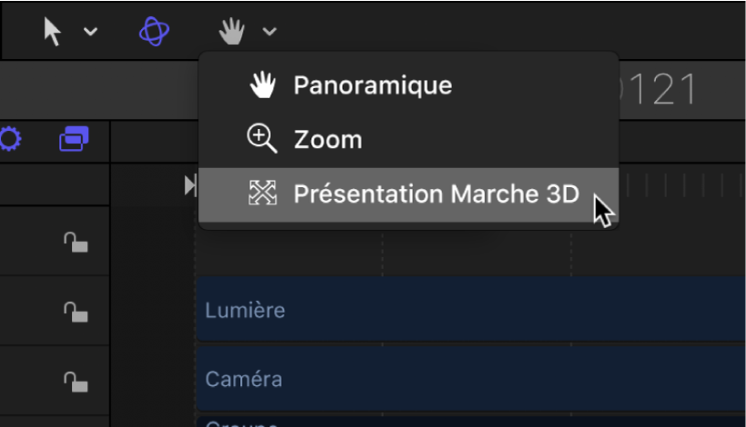 Sélection de l’outil Orientation présentation 3D dans la barre d’outils