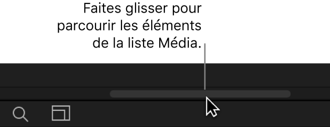 Fenêtre Projet affichant l’onglet Média avec toutes les colonnes visibles