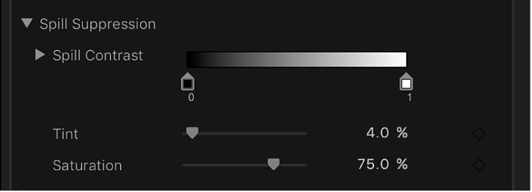 The Spill Suppression controls in the Video inspector