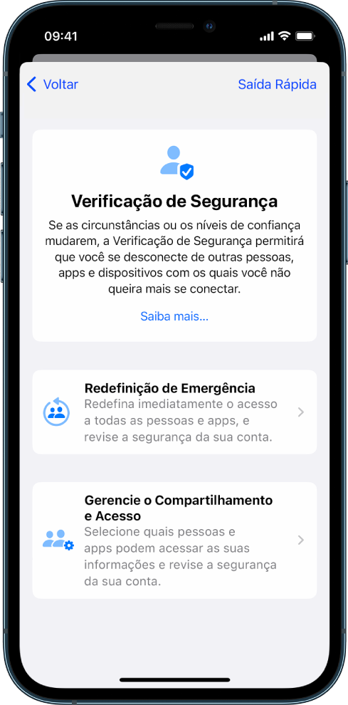 iPhone mostrando a tela de Verificação de Segurança.