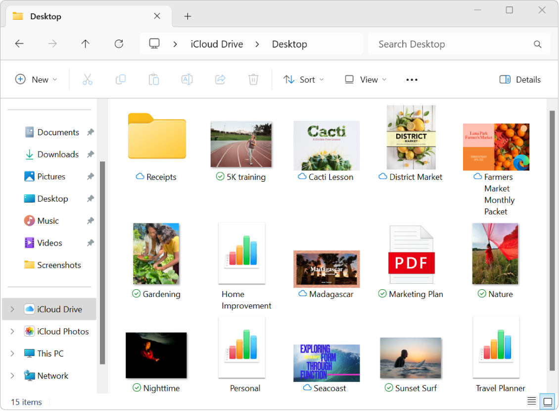 iCloud Drive di File Explorer.