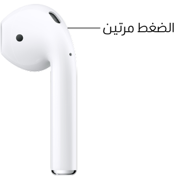 الموضع الذي يتم الضغط عليه مرتين على AirPods 1 و 2، على الطرف العلوي للساق.