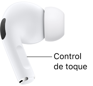 El control táctil de los AirPods Pro 2 se encuentra en el extremo de cada uno de tus AirPods.