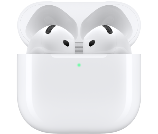 AirPods 4 -kuulokkeet latauskotelossaan.