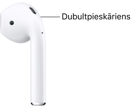 Vieta AirPods 1 vai 2 austiņu kājiņas augšdaļā, kur jāpieskaras divreiz.