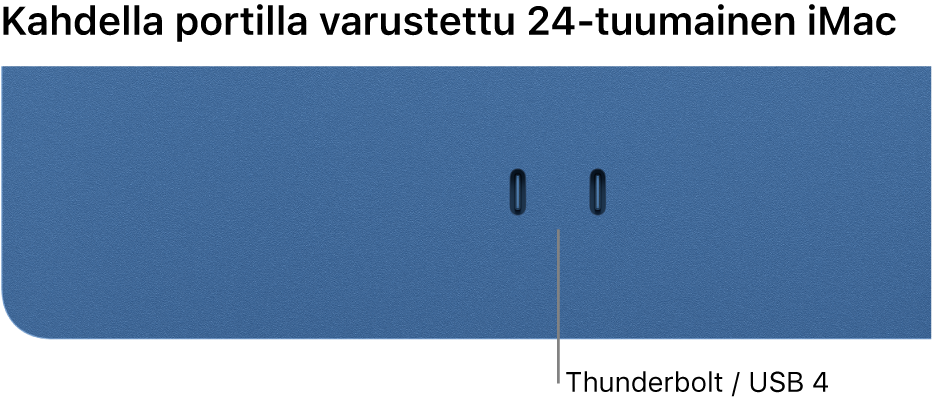 iMac, jossa näkyy kaksi Thunderbolt / USB 4 ‑porttia.