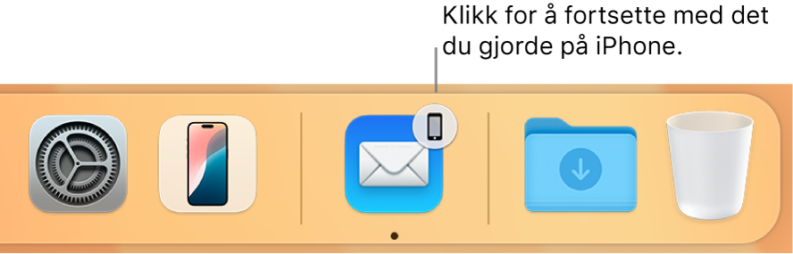 Handoff-symbolet vises i Dock.