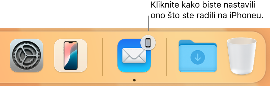 Ikona Handoff vidljiva u Docku.