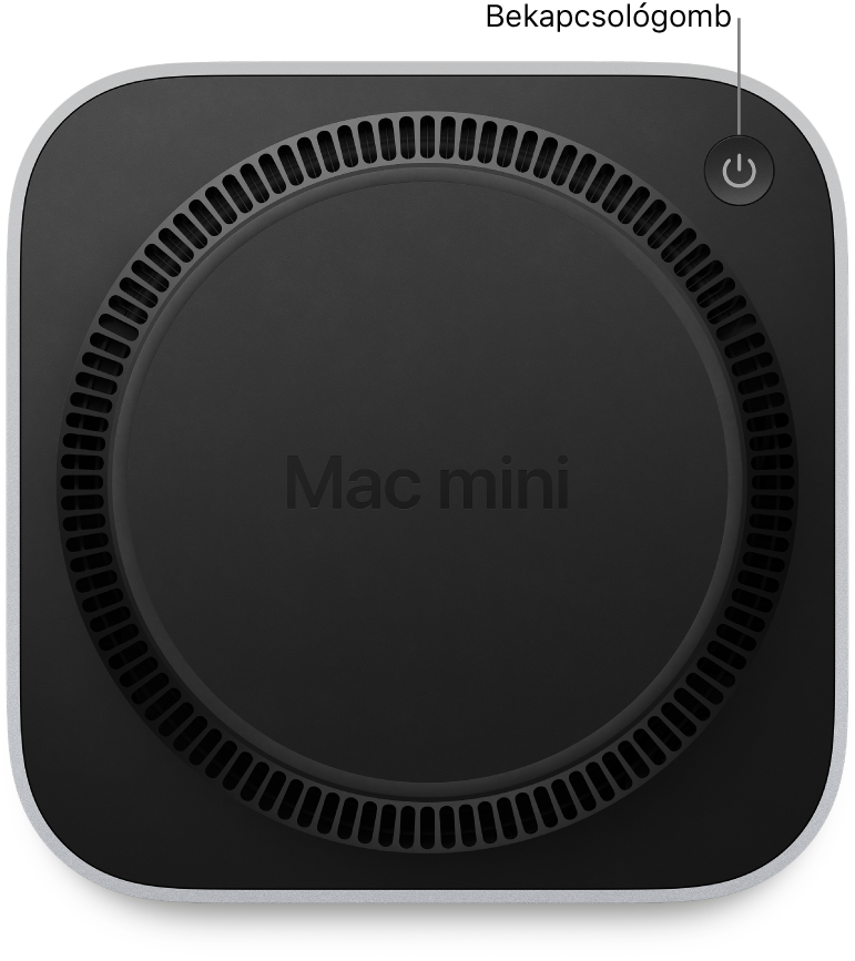 A Mac mini alján a bekapcsológomb látható.