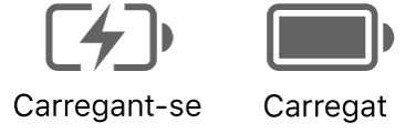 Icones d’estat de bateria carregant‑se i bateria carregada.