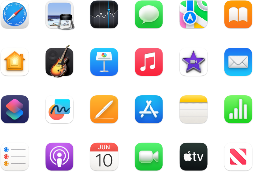 Íconos de las apps incluidas en la MacBook Pro.