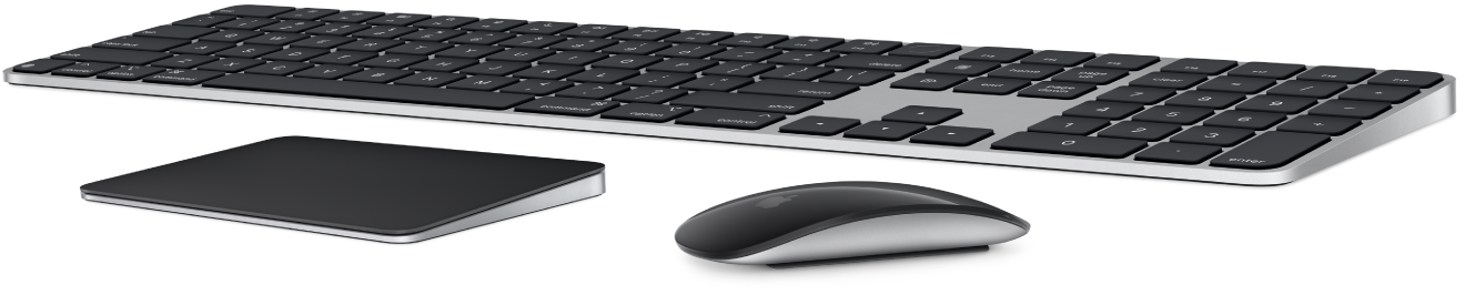 Magic Keyboard s Touch ID a numerickou klávesnicí, Magic Trackpad a Magic Mouse