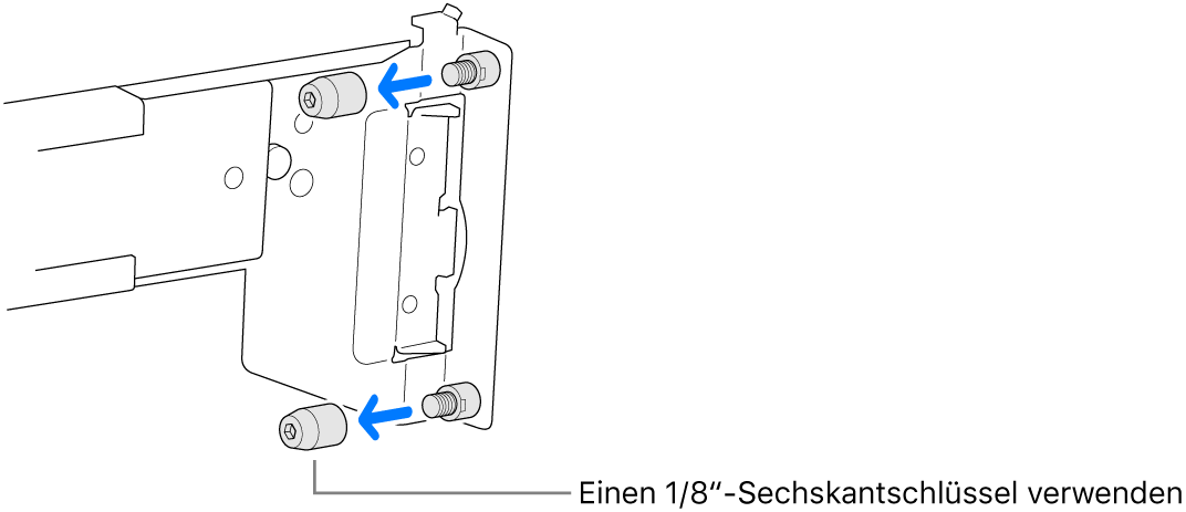 Eine Montageschiene, die in ein Rack mit runden Löchern passt.