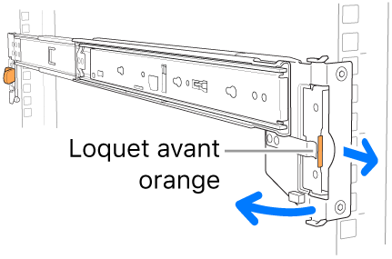 Une glissière illustrant l’emplacement du loquet avant.