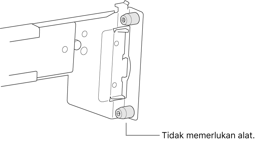 Rangka rel yang dapat dipasang pada rak berlubang persegi.