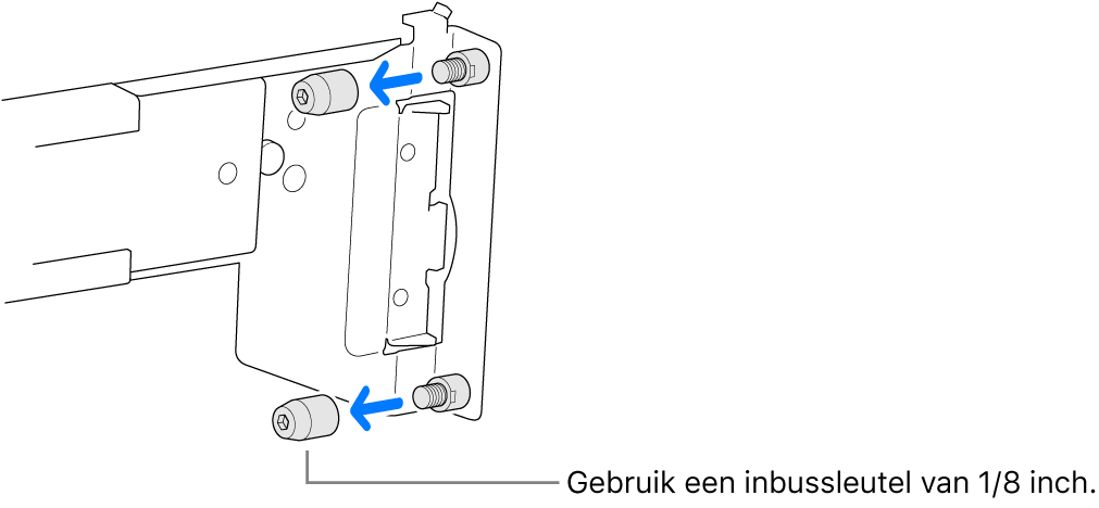 Een rail die in een rack met ronde gaten past.