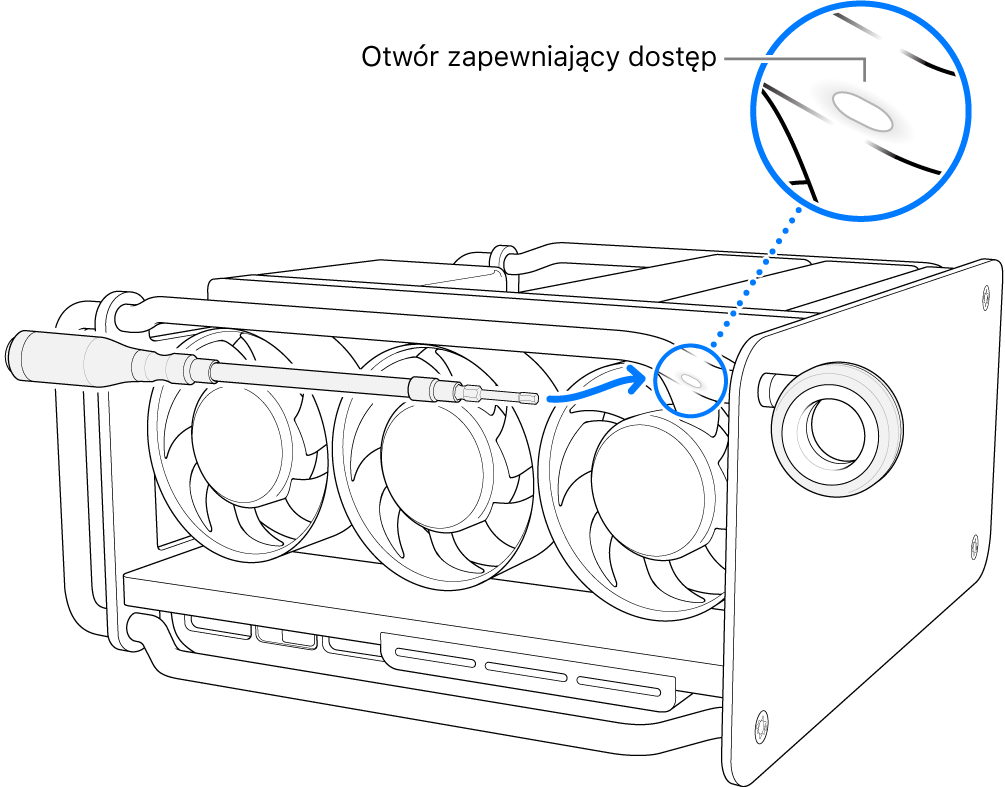 Umieszczenie wkrętaka w otworze dostępowym.