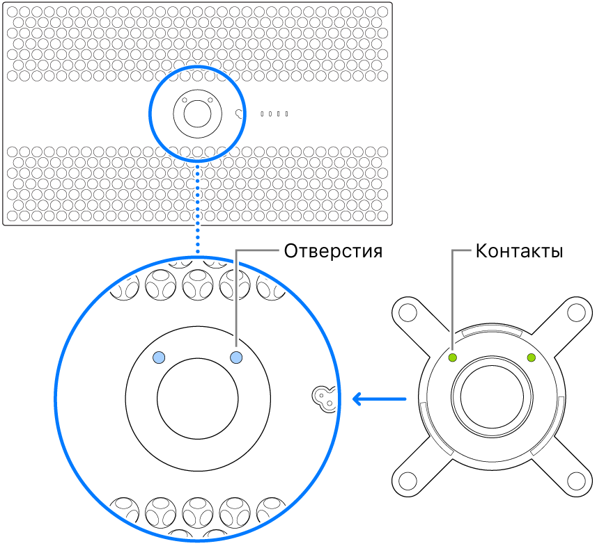 Вид сзади на Pro Display XDR и адаптер.